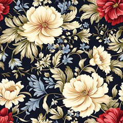 Romantic Flowers Seamless Pattern – Blush & Sage Green Floral Background