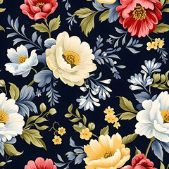 Romantic Flowers Seamless Pattern – Blush & Sage Green Floral Background