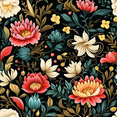 Romantic Flowers Seamless Pattern – Blush & Sage Green Floral Background