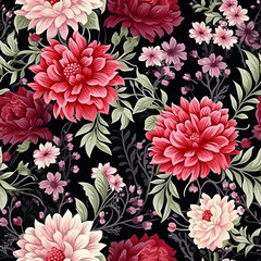 Romantic Flowers Seamless Pattern – Blush & Sage Green Floral Background
