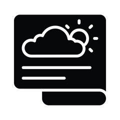 A document featuring a cloud and sun, symbolizing weather forecasts