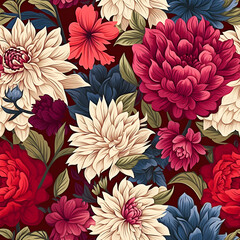 Romantic Flowers Seamless Pattern – Blush & Sage Green Floral Background