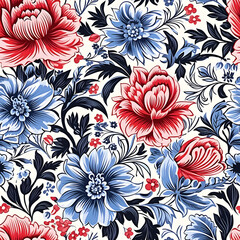 Romantic Flowers Seamless Pattern – Blush & Sage Green Floral Background