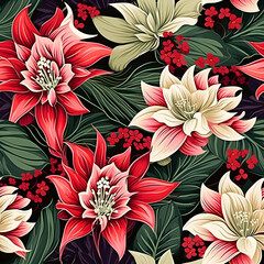 Romantic Flowers Seamless Pattern – Blush & Sage Green Floral Background