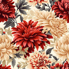 Romantic Flowers Seamless Pattern – Blush & Sage Green Floral Background