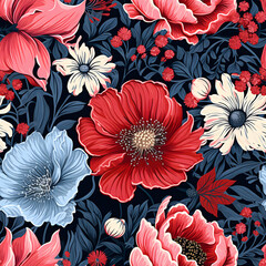 Romantic Flowers Seamless Pattern – Blush & Sage Green Floral Background