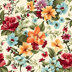 Romantic Flowers Seamless Pattern – Blush & Sage Green Floral Background