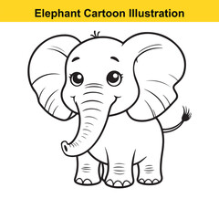 Naklejka premium Standing Cute Baby Elephant Cartoon Illustration
