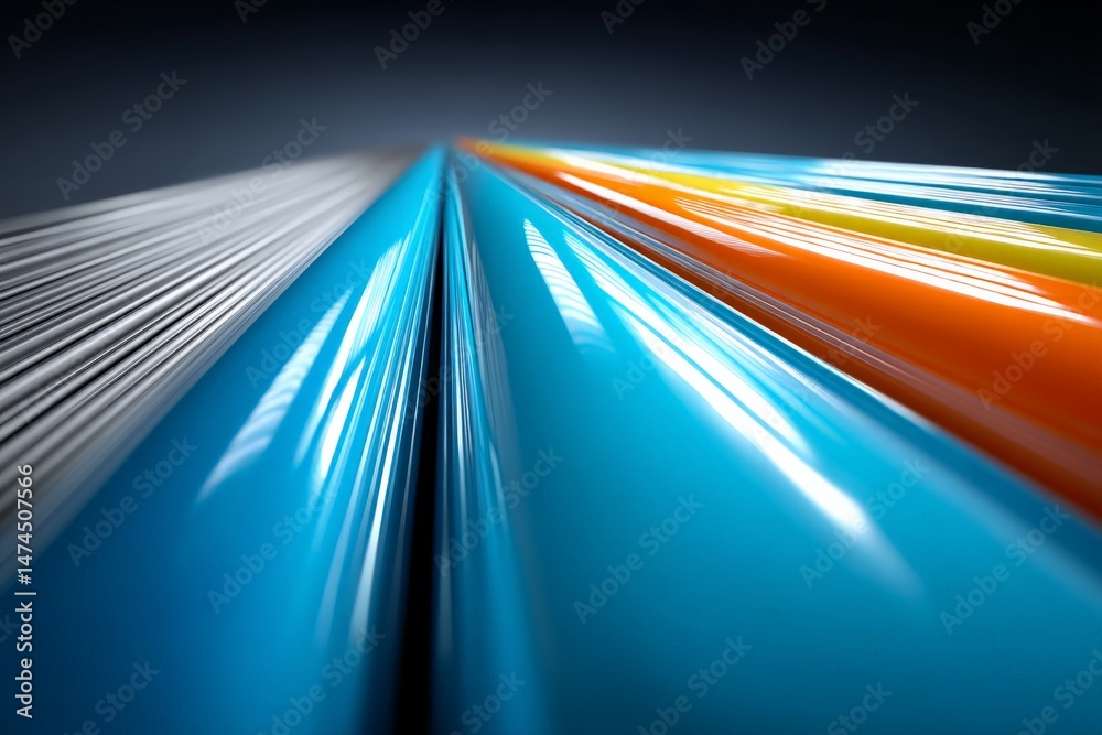 Poster Glossy lines of vibrant colors creating an abstract design in a modern artistic composition