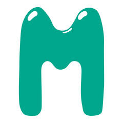 Latin letter M shaped balloon, rounded glossy design, isolated vector on transparent background. Hand drawn illustration. Holiday, party, celebration, anniversary, birthday card, banner element