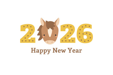 2026 Chinese Lunar New Year cute cartoon horse face, isolated. Flat style vector illustration. Asian zodiac sign, animal character. CNY, Seollal, Tet holiday card, banner, poster, decor design element