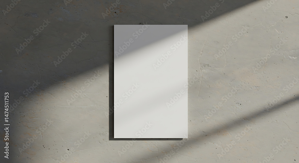 Wall mural blank white vertical paper mock-up with window shadow overlay perfect for presentations and branding