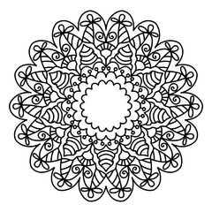 Circular pattern in form of mandala nine way and decoration on transparent background