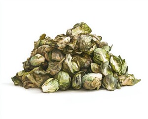 Collection Of Brussels Sprouts On A White Surface