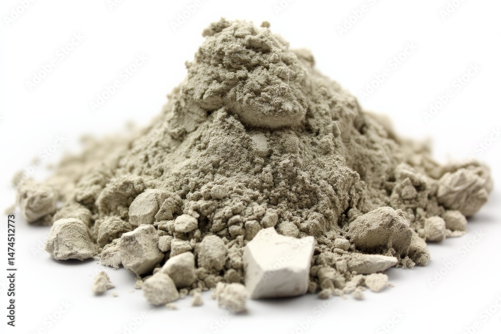 Poster Natural clay pile for crafting and sculpting located in a studio setting with neutral background