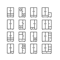 Minimalist Wardrobe Icons Set – Line Style Furniture Collection