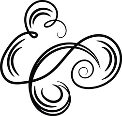 Elegant Black Swirl Design Element for Invitations and Branding