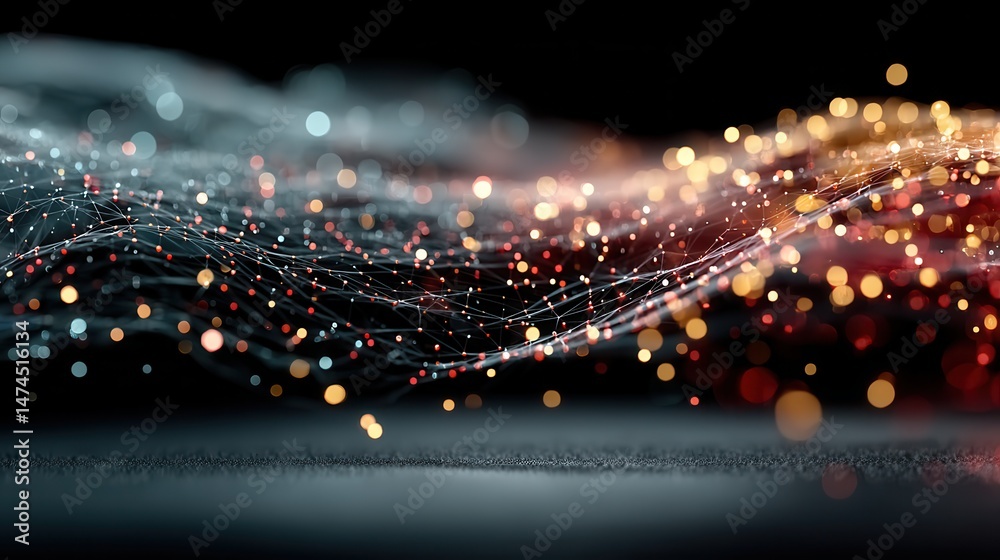 Poster abstract technology particles lines mesh background