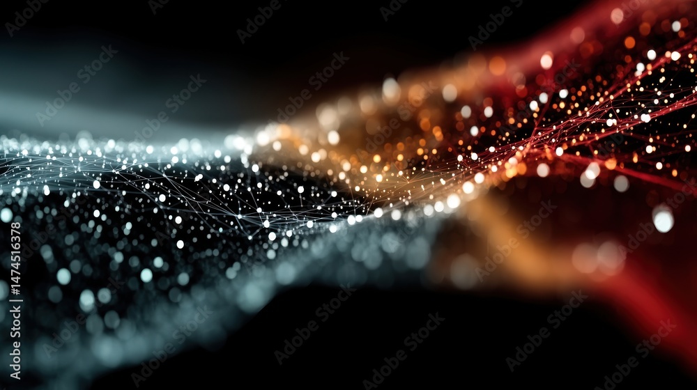Poster abstract technology particles lines mesh background.stock image