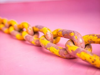 Grungy Vintage Rusty Chain in Low Light - Stock Photo