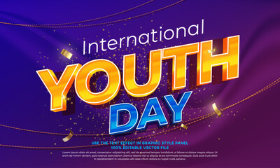 Youth day text effect with luxury background