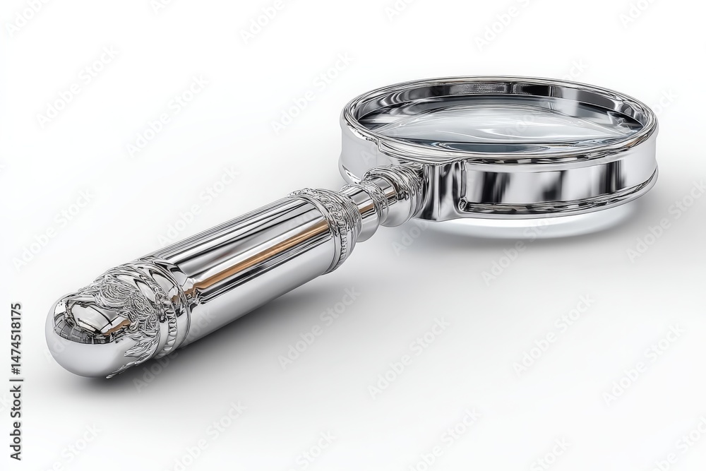 Aufkleber magnifying glass with ornate handle resting on a flat surface in a well-lit room, suggesting the the