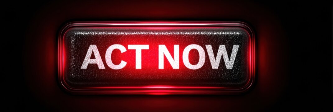 Bright Red Act Now Button Shines With an Eye-Catching Glow Signaling Urgency to Take Immediate Action