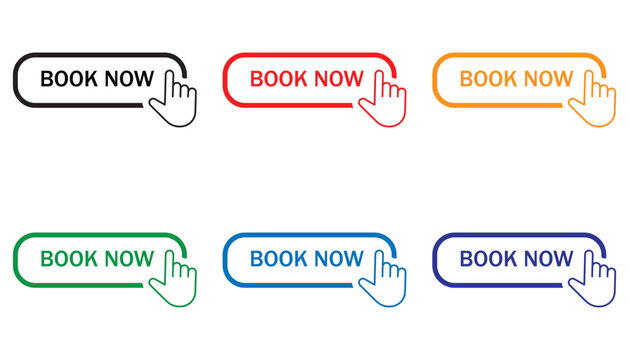 Book Now Icon Set – Vector Reservation Symbols for Website and App UI Design