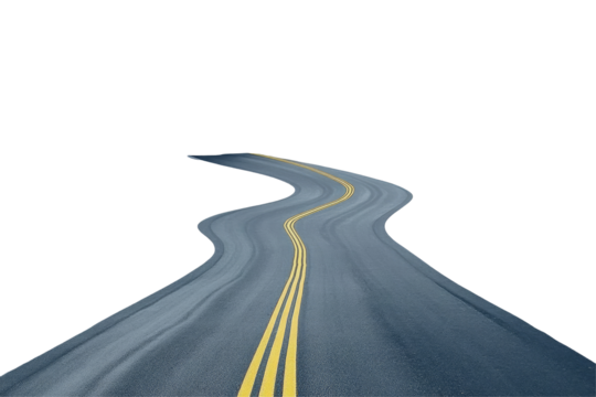 Winding asphalt road disappearing into darkness (1)