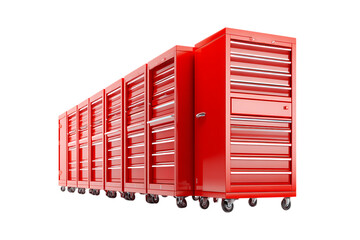 Functional red tool cabinets for organized storage