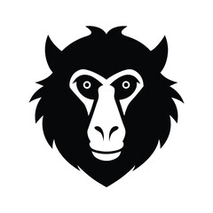 baboon  head black silhouette 