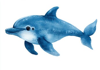 Fototapeta premium Cute Watercolor Dolphin Illustration
