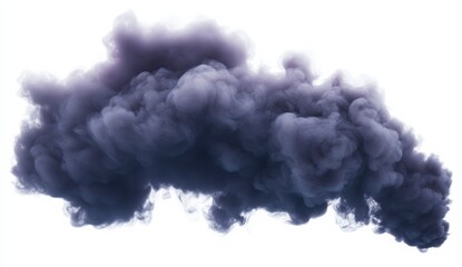 Dark Gray And Purple Smoke Cloud Against A White Background