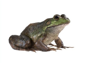 Obraz premium Close-up of a bullfrog against a white background.