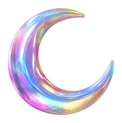 PNG Crescent moon holographic crescent design.