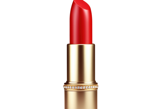 Classic red lipstick with gold casing and crystal accents