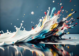 Obraz premium Low Light Abstract Colorful Splashes, Vibrant Night Paint Drips, Dark Background, Farbkleckse Art
