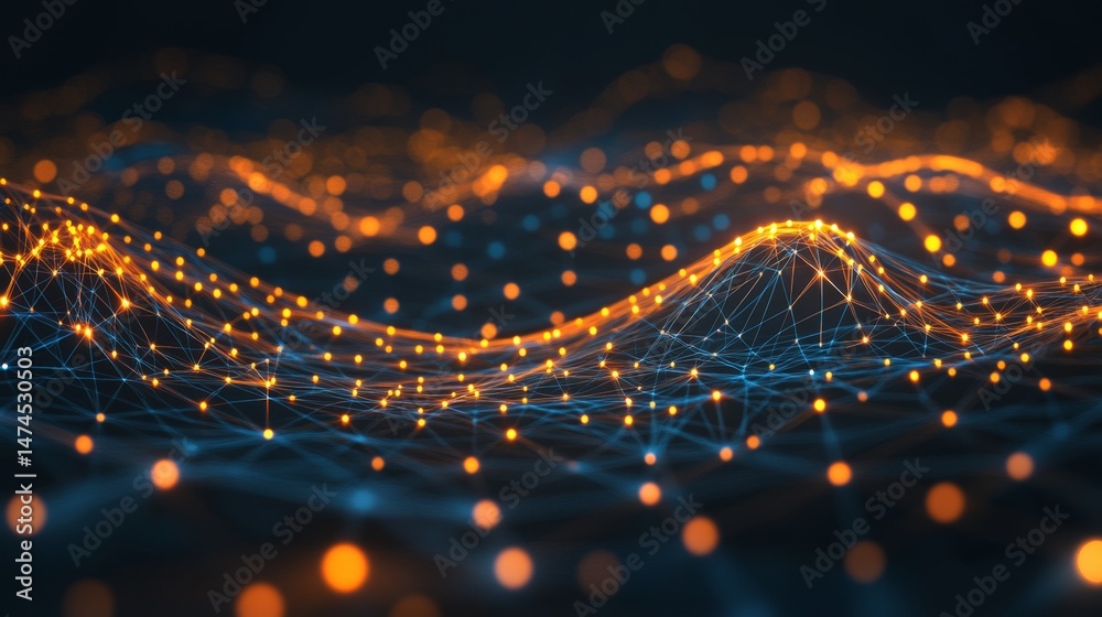 Poster dynamic data visualization digital realm abstract art vibrant colors close-up view artificial intell
