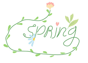 spring lettering in doodle style. Template for background, wallpaper, banner, backdrop, decoration