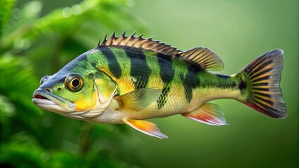 Low Light Portrait of a Peacock Bass, Amazon Rainforest Fish, Wildlife Photography