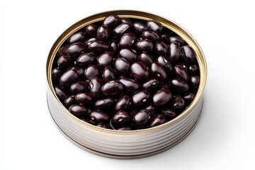 A can of black beans, ready to be used in your favorite recipe.