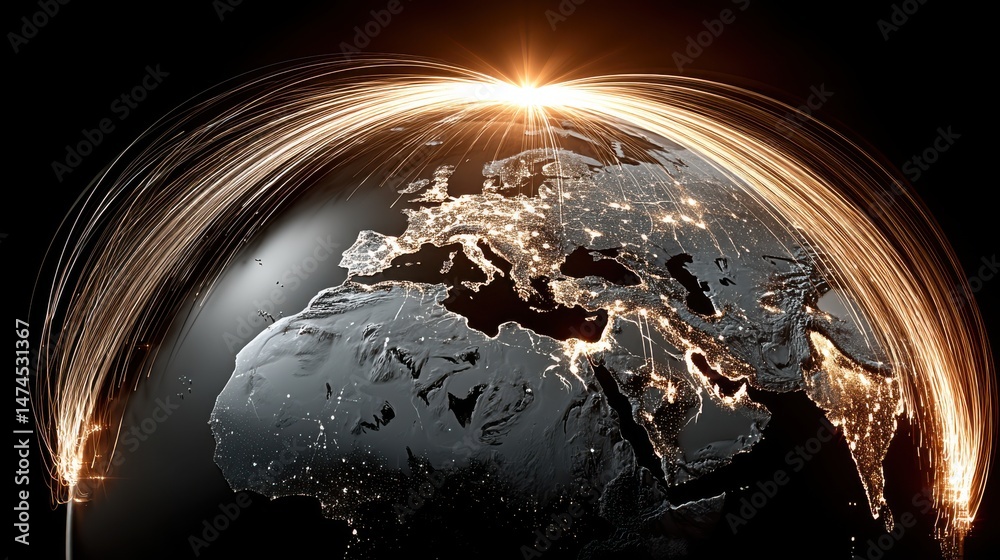 Poster best internet concept of global business globe glowing line.stock image