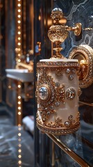 Luxury toilet paper gold holder high resolution picture