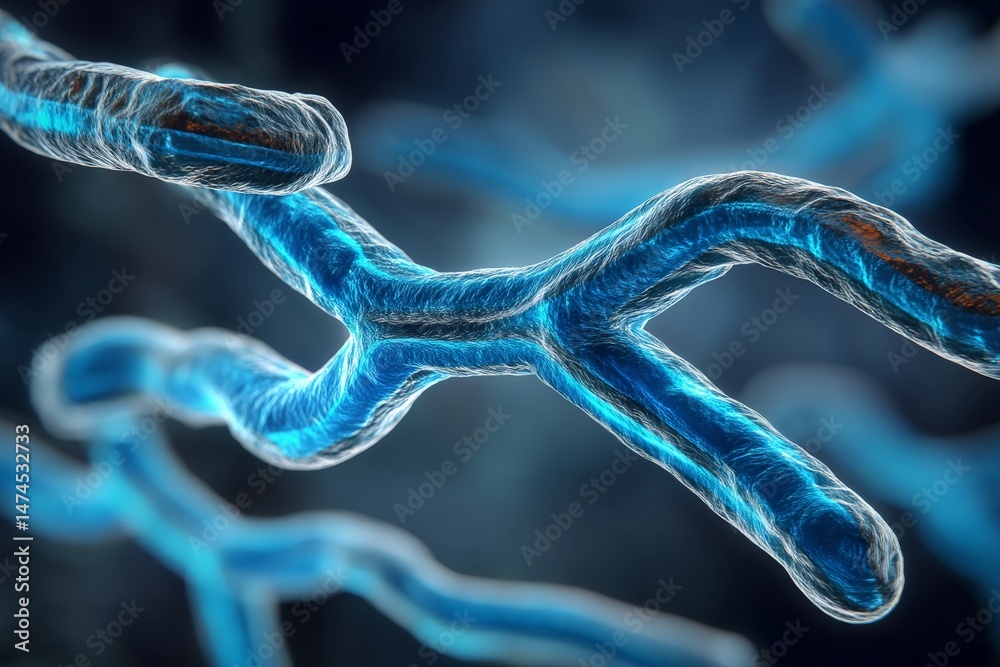 Aufkleber Detailed depiction of microscopic structures showing cellular connections and interactions under digital rendering