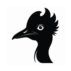 cassowary after head black silhouette