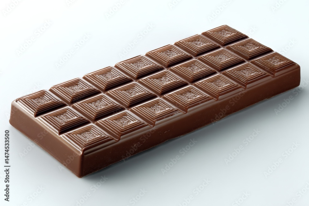 Poster Chocolate bar with intricate design displayed on a white background, ready for consumption or use in dessert recipes