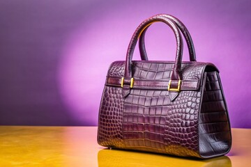 Luxurious Black Crocodile Leather Handbag, Elegant Women's Accessory