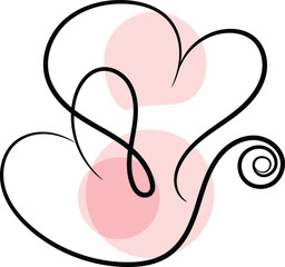 Abstract Pink and Black Continuous Line Art Design with Swirls and Circles