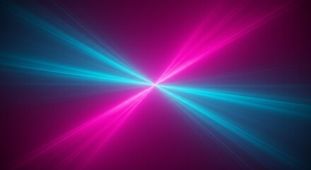 Vivid neon pink and blue light rays burst energy cosmic explosion abstract art