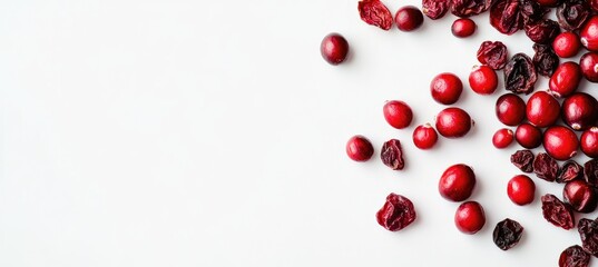 Dried Cranberries Scattered on White Surface